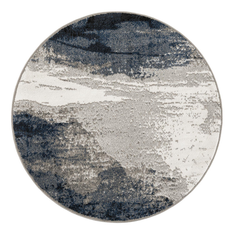 Tapis Ivy Bronx Glomma Nathanyl bleu, Rond 5 pi 1 po