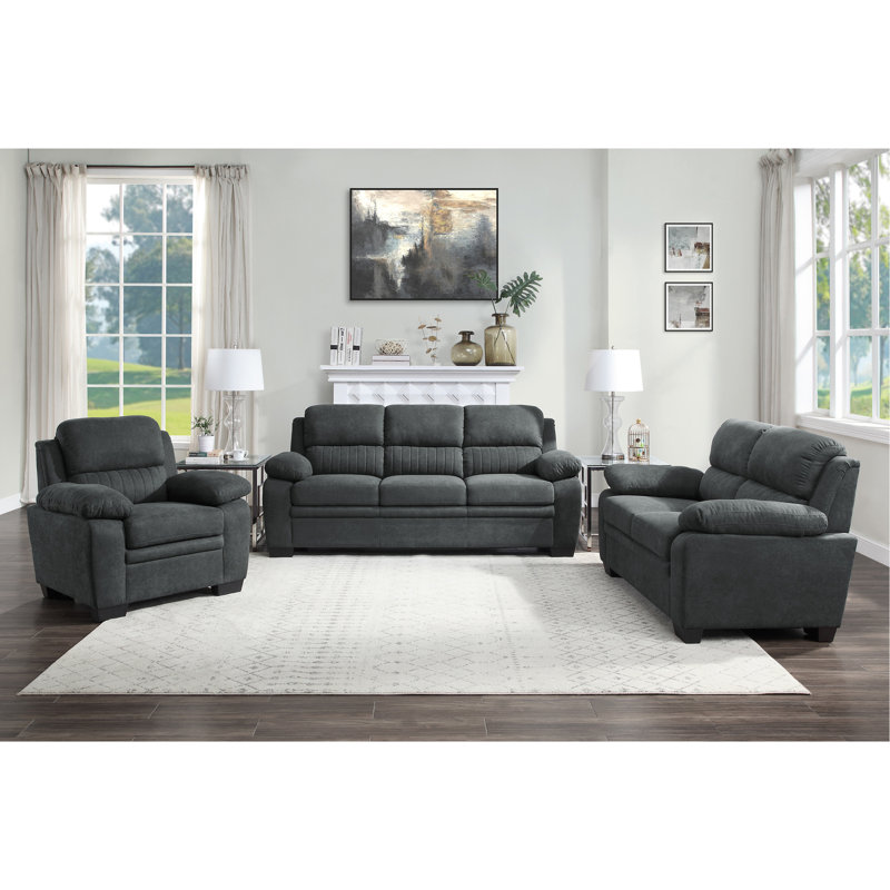 Ensemble de canapé 3 pièces Modern Living, Gris foncé