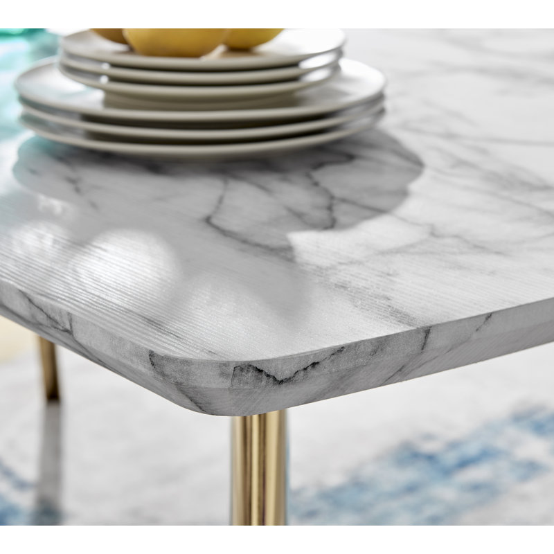 Corova Marble Effect Rectangle Dining Table - Modern Home
