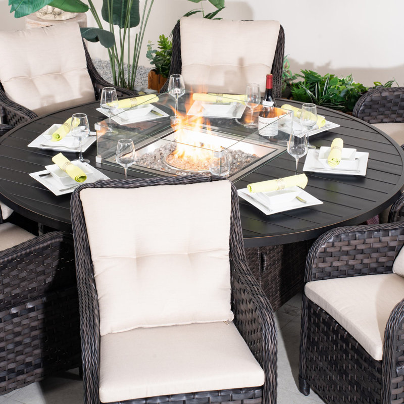 Algird 8-Person Wicker Patio Dining Set With Square Table