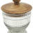 Glass Beaded Clear Decorative Jars with Wood Lids Set