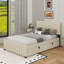 Lit plateforme double en velours avec lit gigogne-868153892
