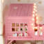 House Loft Bed for Kids with Slide, Star & Moon LED Playhouse Design, Window, No Box Spring Needed-704083660-704083662