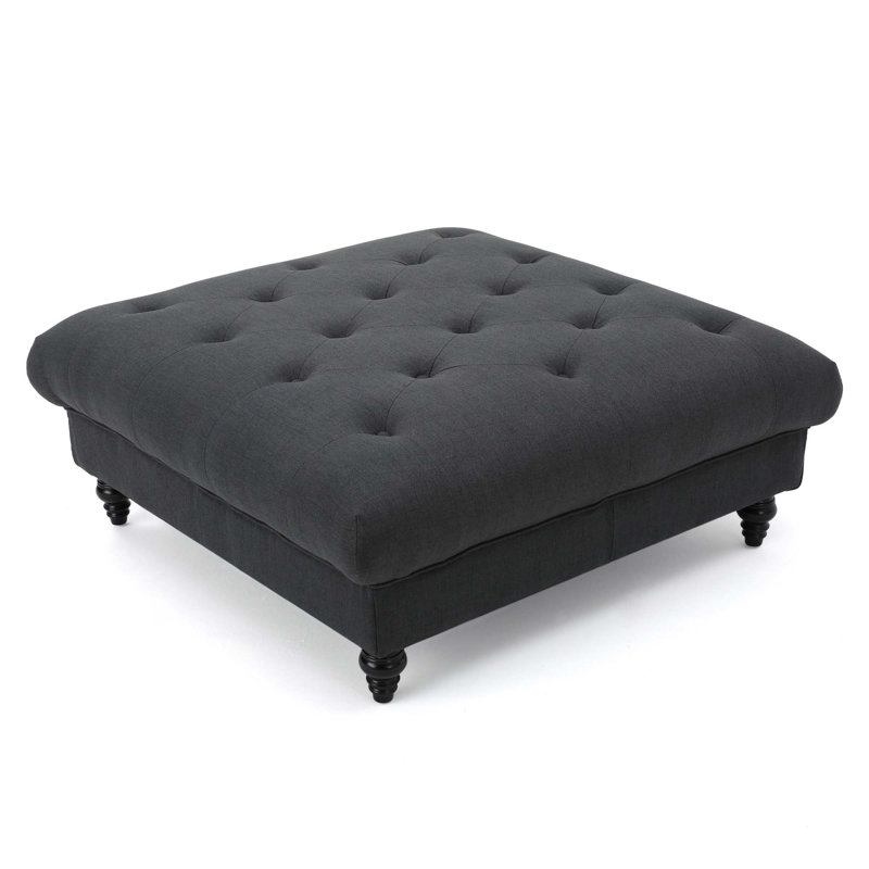 Madrid Kd Tufted Ottoman, Dark Gray