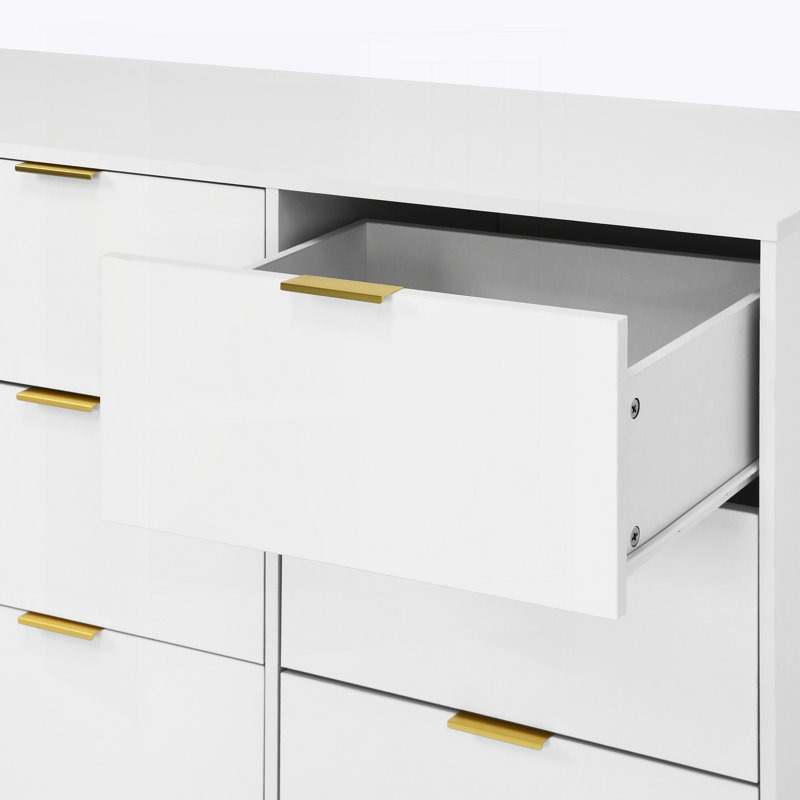 Commode en bois avec 9 tiroirs pour la chambre à coucher, Blanc