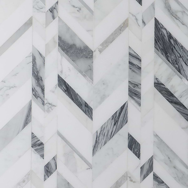 Amari Polished Marble And Aluminum Mosaic, Grigio