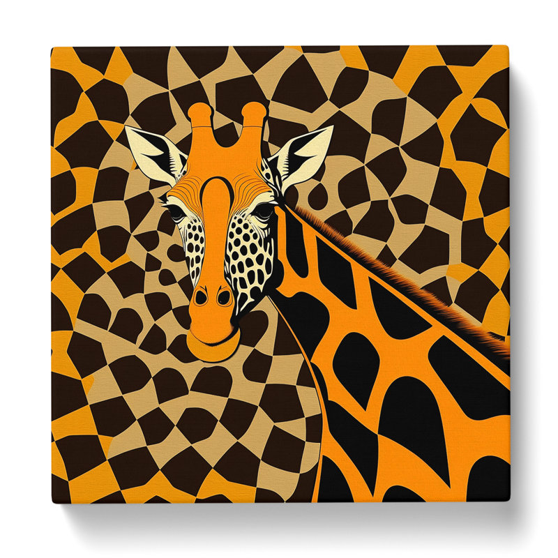 Giraffe Op Art - Wrapped Canvas, 50cm H x 50cm W x 3cm D