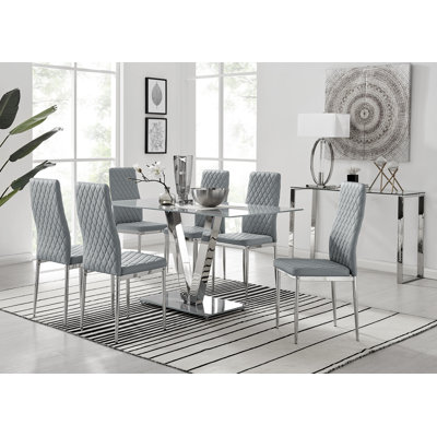 Scottsmoor V Grey Dining Table And 6 Grey Chairs
