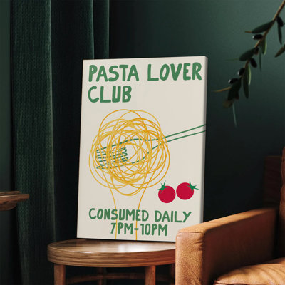 1 pièce, art mural, affiche encadrée, Pasta Lover Club Kitchen, impression sur toile décorative avec spaghetti et tomates pour les amateurs de cuisine italienne moderne, décoration sur le thème de la salle à manger ou de la cuisine