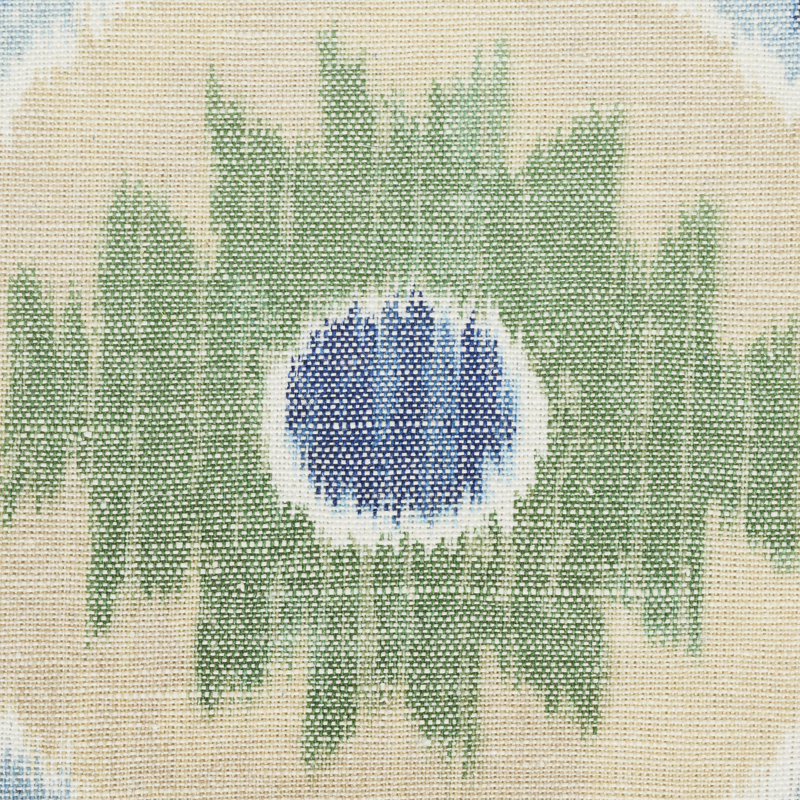 Tissu ikat élisia, Vert et bleu