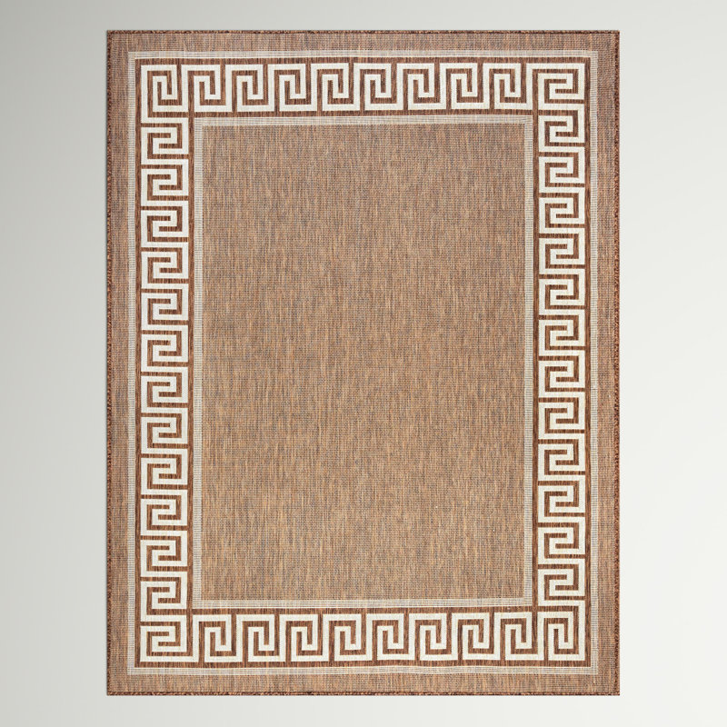 Tapis brun / crème à imprimé animal, Rectangle 5 pi 3 po x 7 pi 3 po