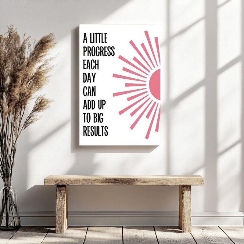 Art en toile sur toile, "Progrès quotidien", lumière du jour, impression d'art moderne sur toile de style minimaliste moderne, cadeau idéal, prêt à accrocher