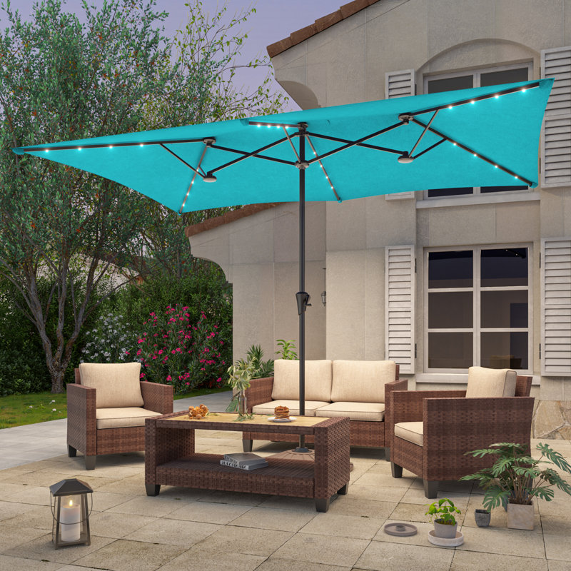 Parasol d'extérieur à DEL 11x7Ft, Bleu lac