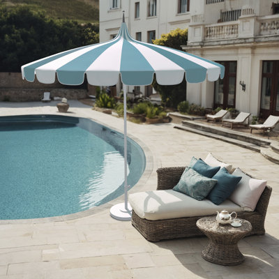Tayeko Striped Scalloped Market Umbrella