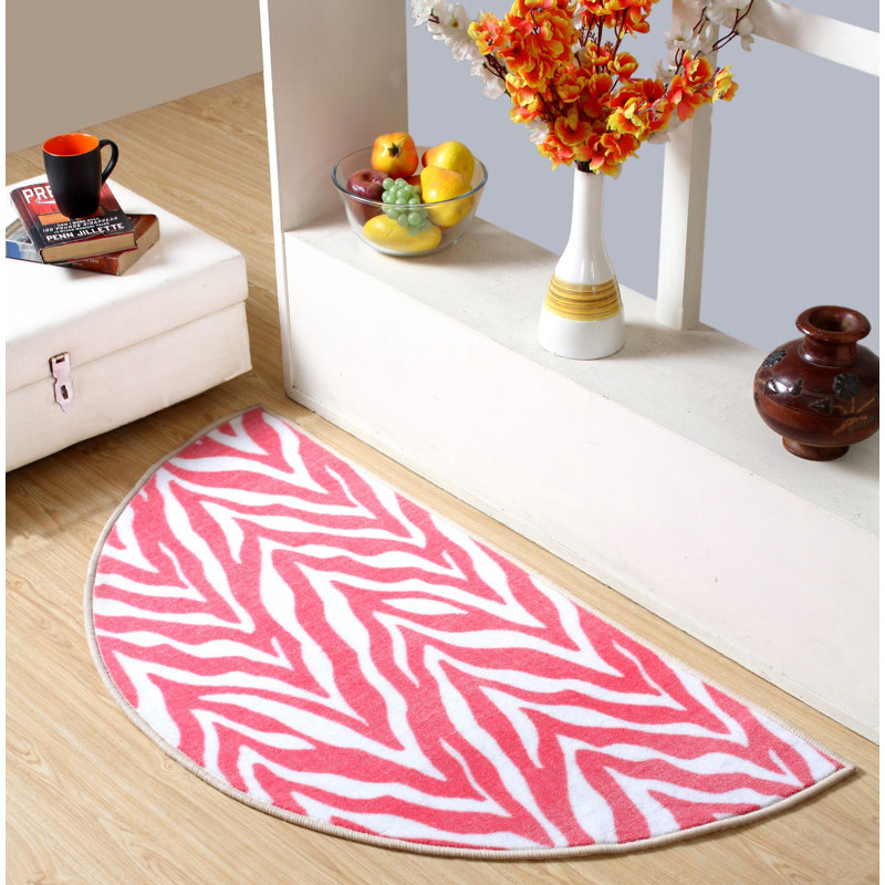 Tapis rose clair Zebra pour salon, salle à manger, cuisine, chambre à coucher, enfants, Demi-cercle 4 pi 6 po x 9 pi