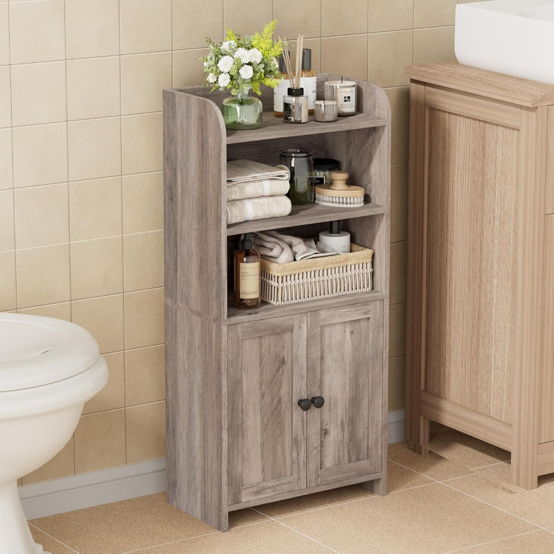 Small Bathroom Storage Cabinet with 2 Doors, Greige