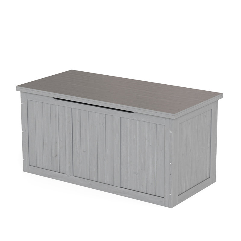 Solid Wood 67 Gallon Outdoor Storage Box With Hinged Lid For Quick Access To Patio Cushions, Pool , And Garden Tools, Grey, Functional Stylish Choice Attractive