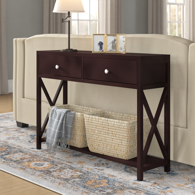 Console Sofa Entryway Table with Storage Shelf & Drawers