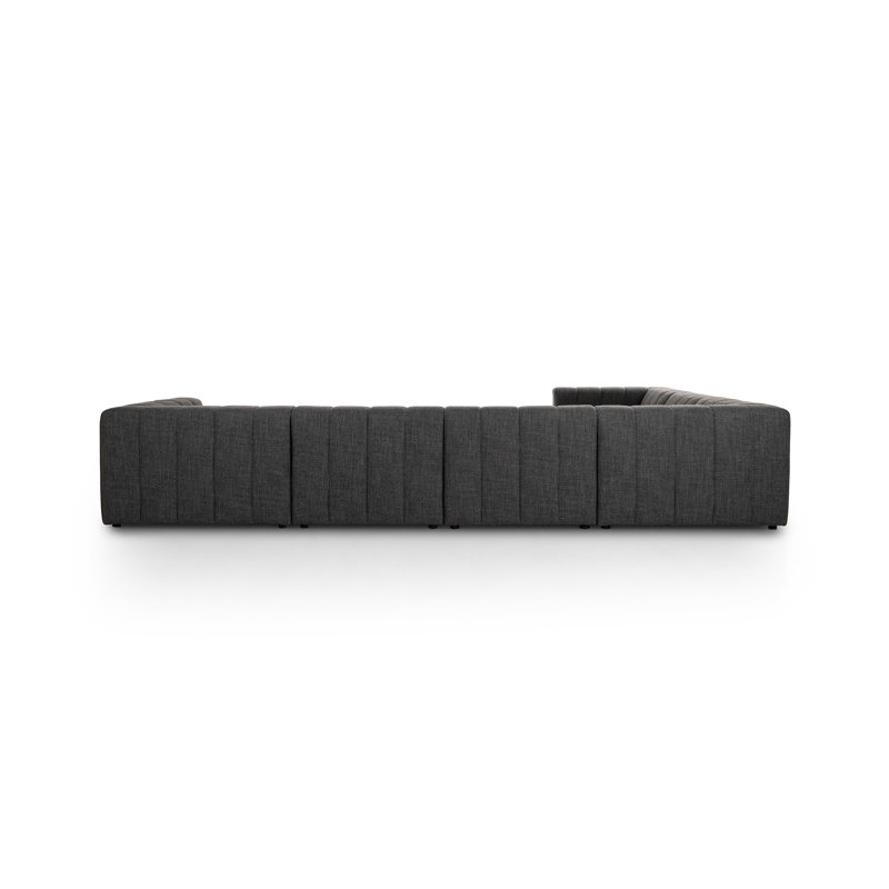 Langham Channeled 6 - Piece Sectional, Left Hand Facing, 28" H x 157" W x 129" D, Fayette Cloud Polyester Blend