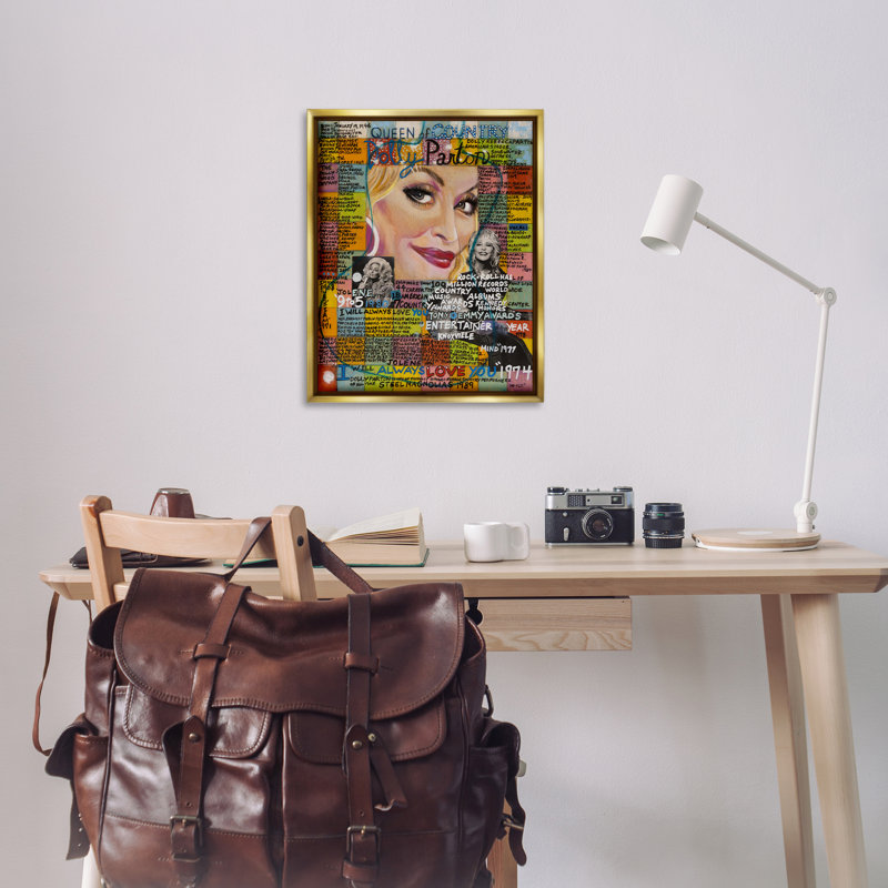 «Dolly Parton Collage» par Sabin, H 21 po x l 17 po, Cadre flottant noir de jais