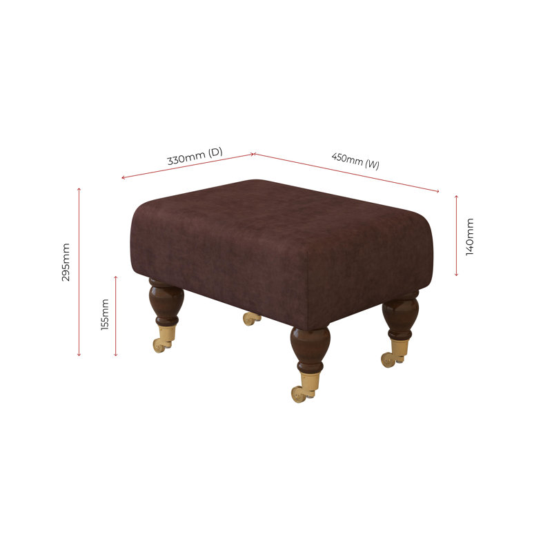 Autryville Wood Caster Leg - Plush, Mahogany, Burgandy Dark Red, Velvet