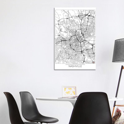 Nashville Minimal Urban Blueprint Map by Hubert Roguski - Wrapped Canvas Print