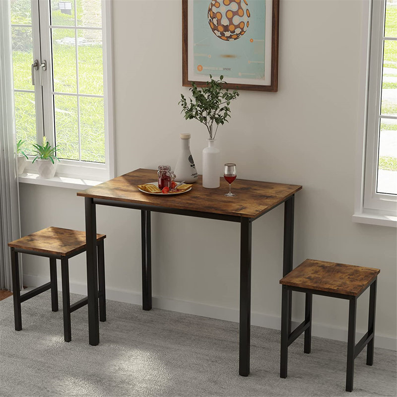 Apisan 2 - Person Dining Set, Brown/Black/Brown/Black