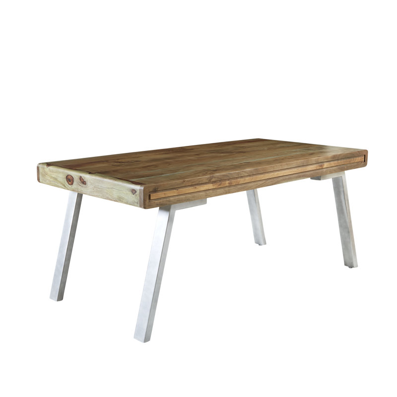 Giovani Acacia Solid Wood Top Metal Base Dining Table