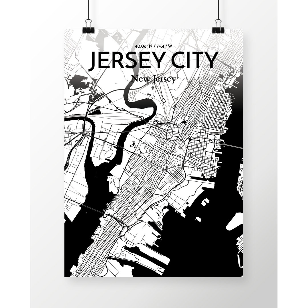 Jersey City City Map - No Frame Print