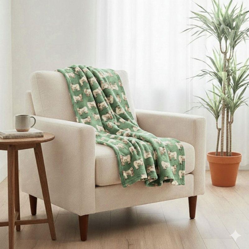 Machine Woven Throw Blanket, Green