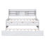 Lit capitaine simple en bois avec bibliothèque intégrée, 3 tiroirs de rangement et lit gigogne, blanc délavé-545335511