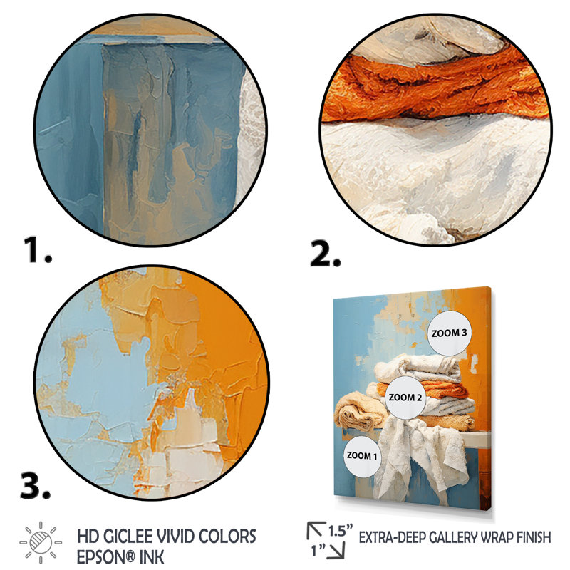 Linge à linge blanc et orange 3 - Art mural, H 20 po x l 12 po x P 1 po