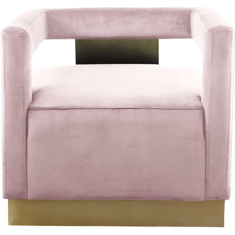 Fauteuil demi-tonneau en velours Jocoby, Velours rose