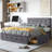 Dark Gray Upholstered Platform Bed With 4 Big Drawers. Queen. No Box Spring Required. Foam-Filled Headboard. Wood Frame. Bedroom Organization Queen Storage Drawers And Cozy Headboard, Spring, Linen-1523816151