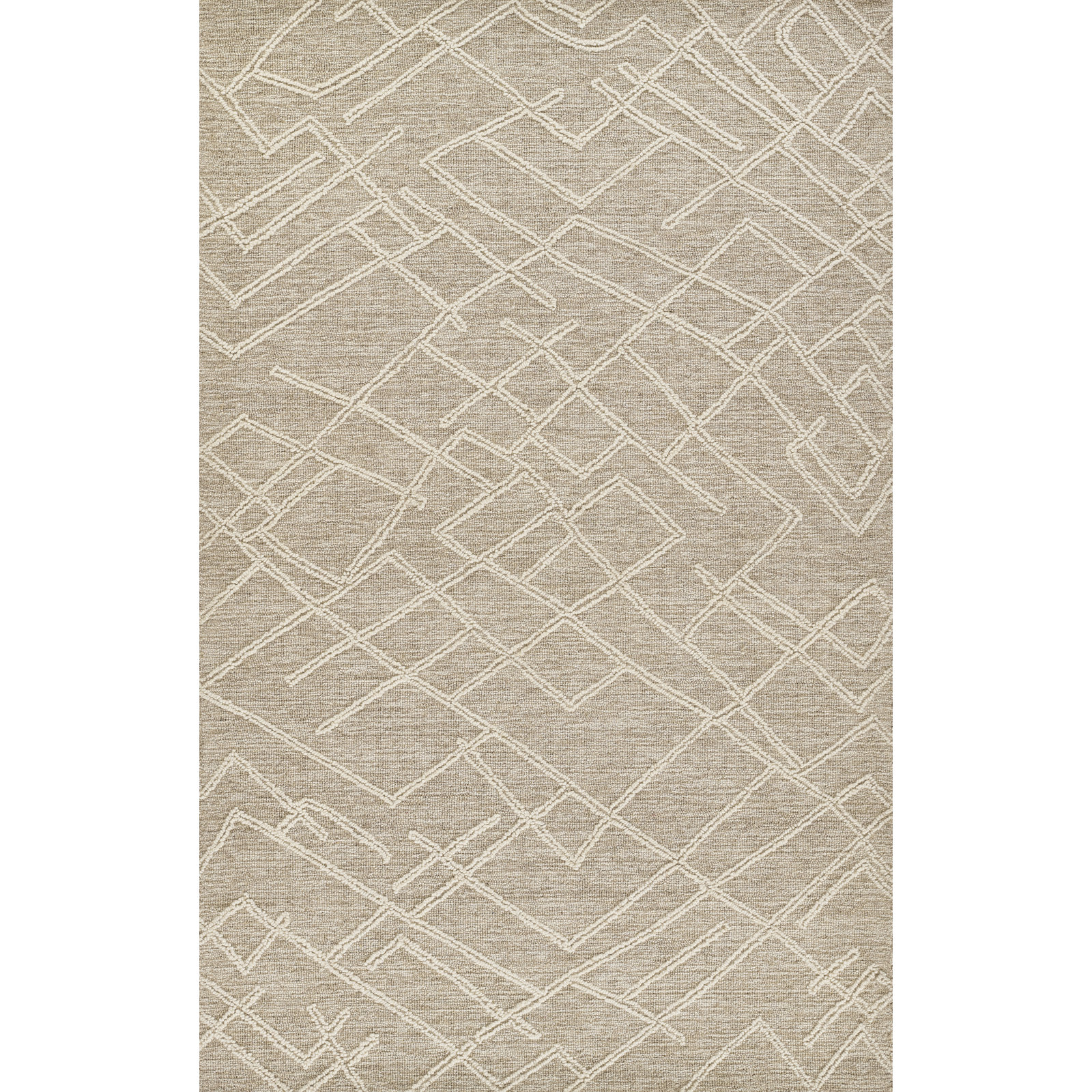 Beige Hand-Tufted Abstract Wool Rug, Rectangle 2' x 4'