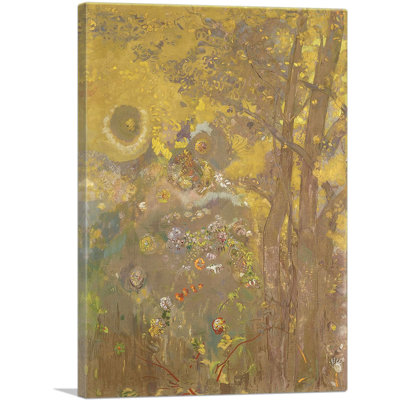 "Arbres sur fond jaune" par Odilon Redon - reproduction d'art sur toile tendue