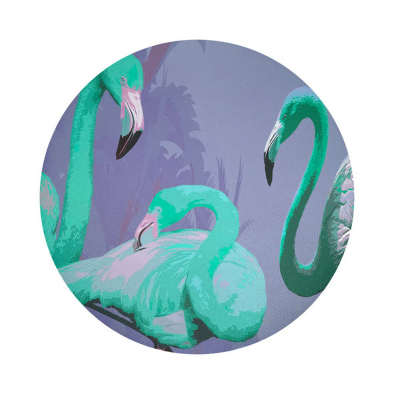 Palm Springs Golden Vegan Leather Round Coasters, Wisteria