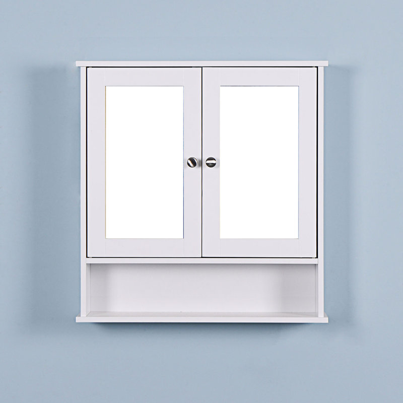 Armoire de salle de bain murale avec 2 portes miroir, armoire d'entrée