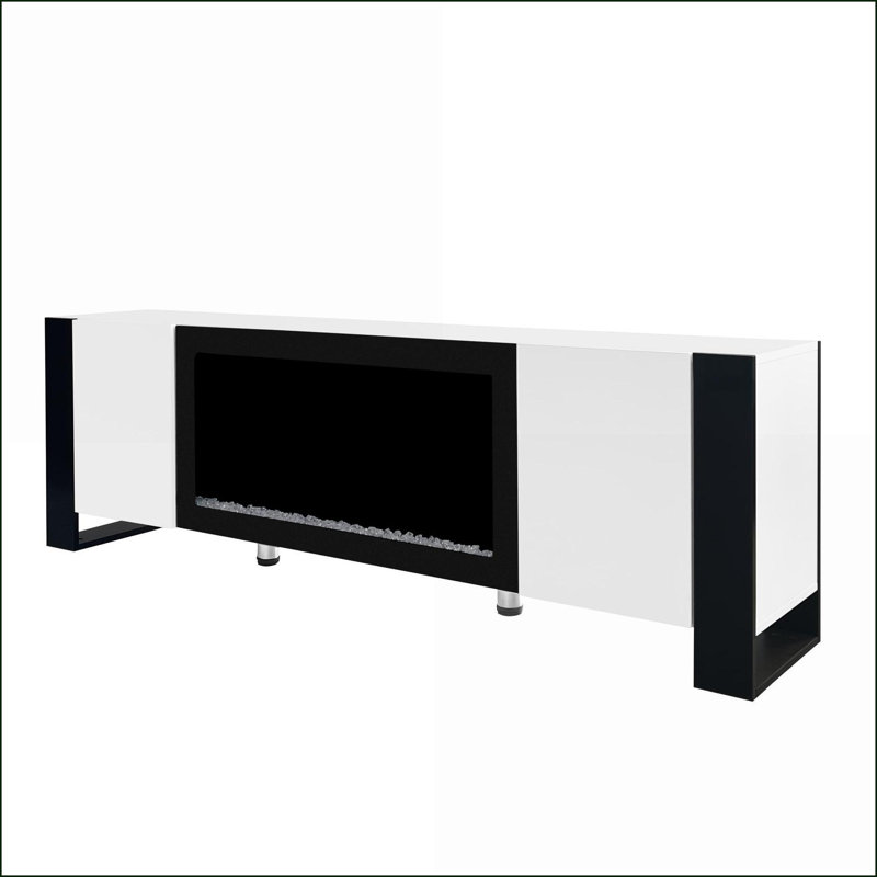 Meuble télé avec foyer électronique 34,2 po | Blanc | Panneau de fibres à densité moyenne, Blanc