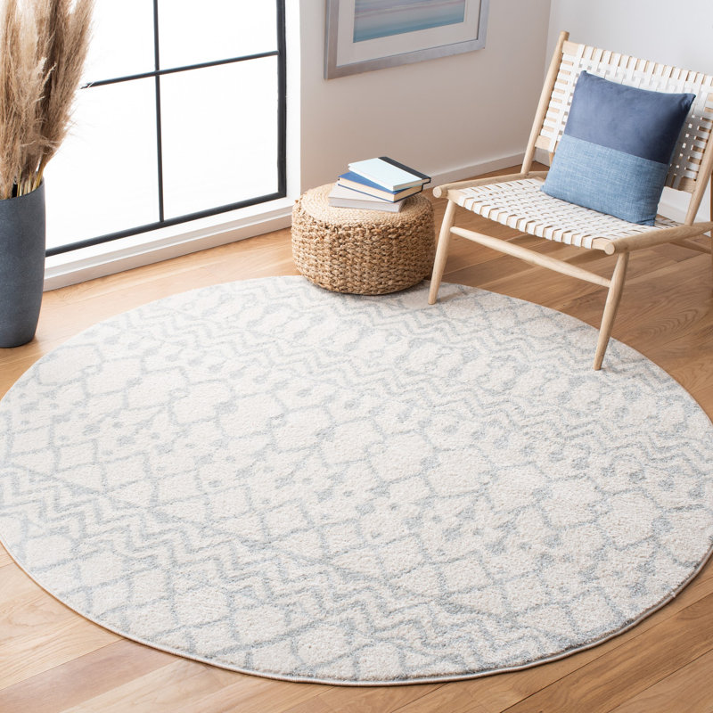 Tapis ivoire / gris clair Delong Southwestern, Rond 10 pi