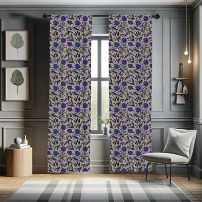 Floral Semi-Sheer Rod Pocket Curtain Panels