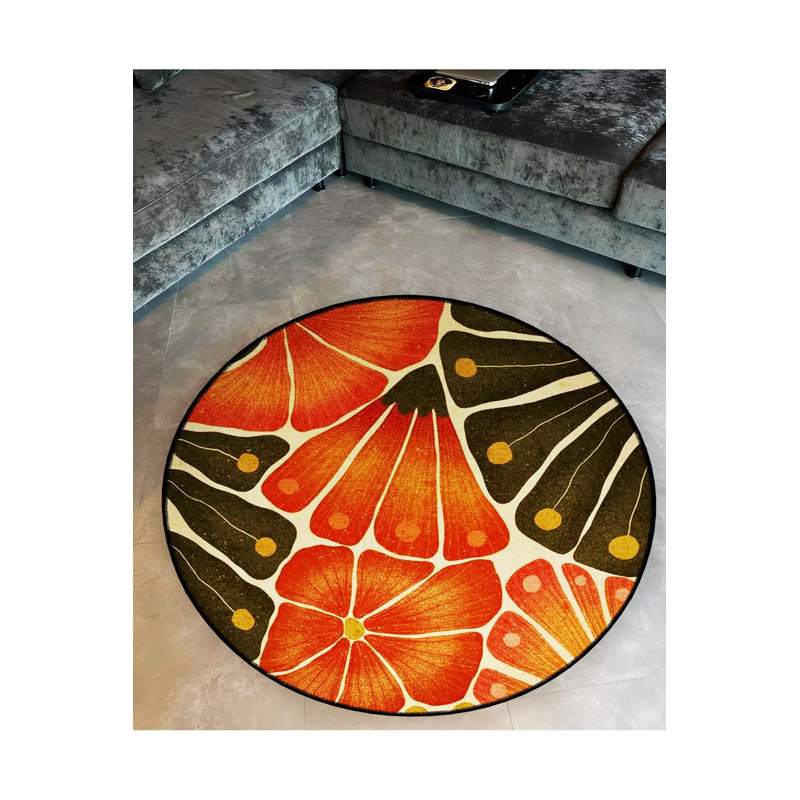 Tapis rond rond lavable à la machine, Sous-tapis rond 3 pi 11 po inclus