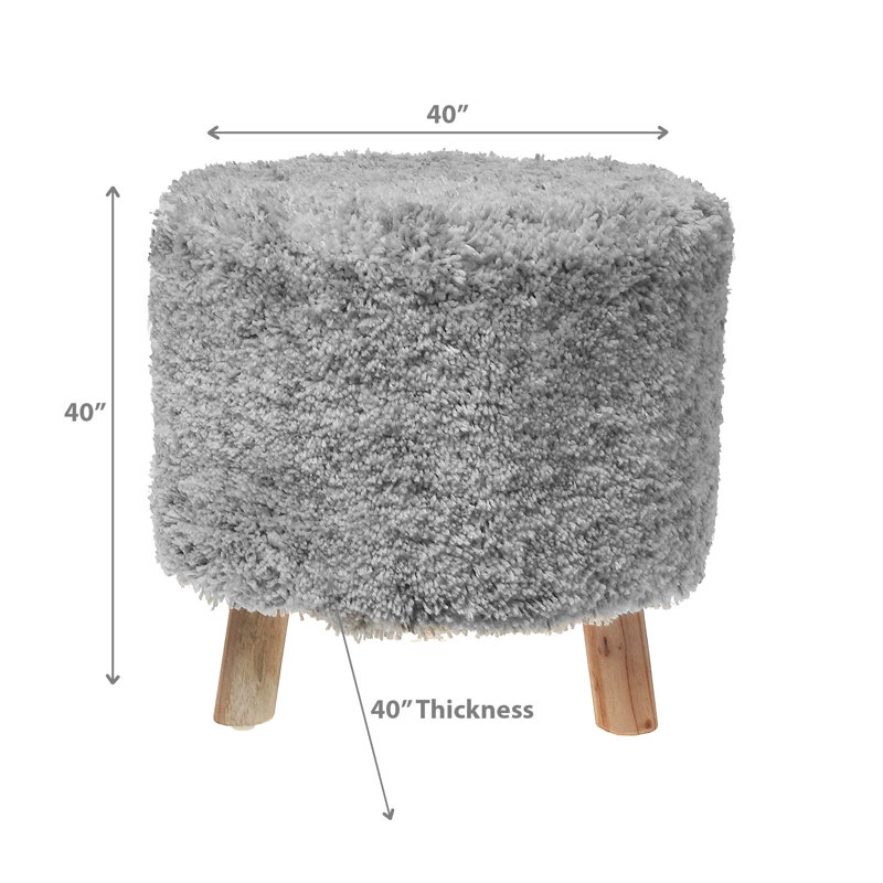 Pouf en bois tissé à la main, Gris clair