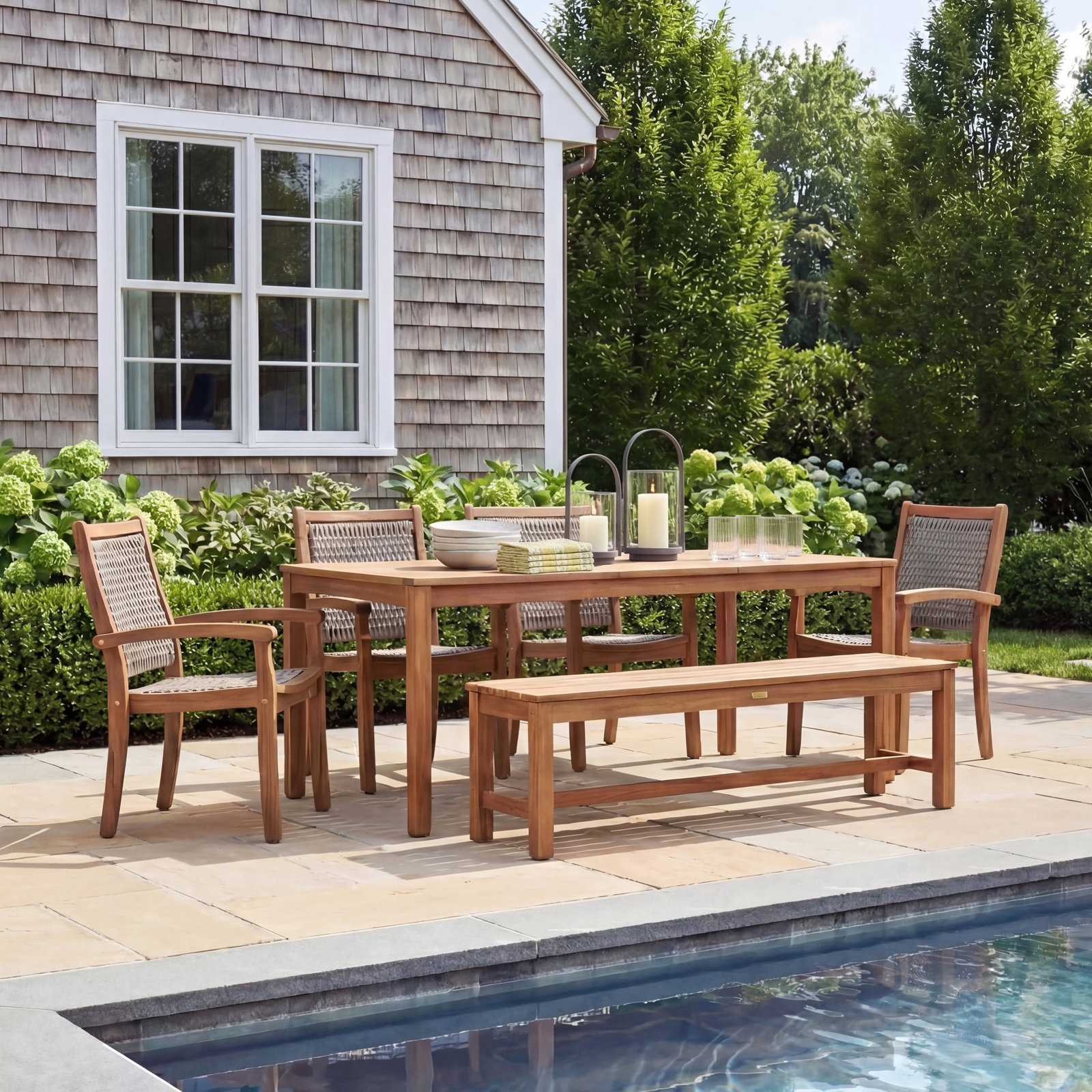 Fleur 64" Eucalyptus Patio Dining Set