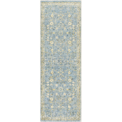 Tapis bleu à motif floral Berger