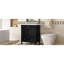 Meuble-lavabo noir de 30 po, lavabo, bois d'hévéa massif, armoire avec portes, un tiroir, glissières de tiroir, tablette réglable, finition lisse en céramique, lavabo simple à fixation centrale, rebord plat,