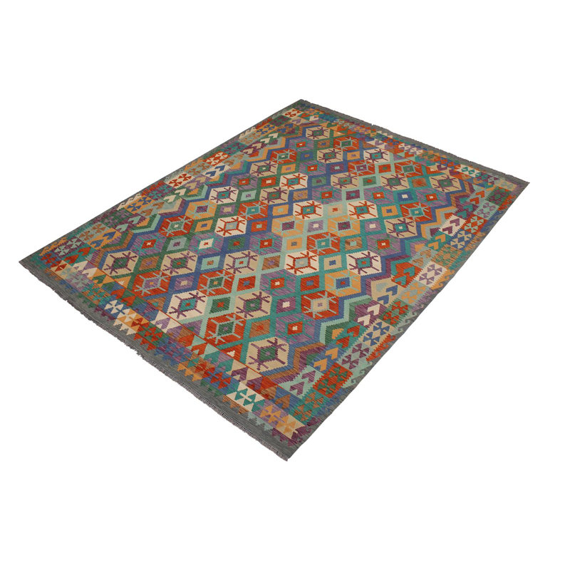 Tapis rouille / gris en laine noué à la main 8 pi 4 po x 9 pi 9 po Cedorah Southwestern