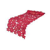 Festive Poinsettia Embroidered Cutwork Holiday Table Runner