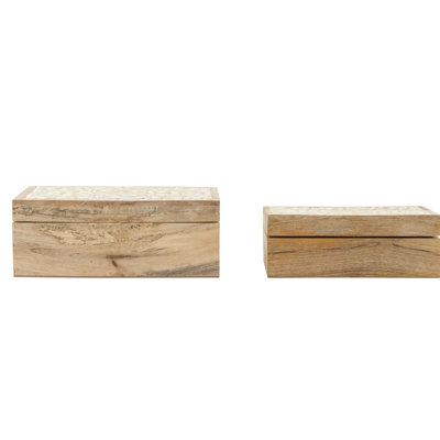 Ensemble de 2 boîtes en bois de manguier sculptées à la main Ladoga