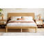 Base de lit plateforme de style Mid-Century moderne, lit en bois à base basse avec tête de lit subtilement inclinée, rails latéraux élargis pour un support de lattes robuste, aucun sommier requis, assemblage facile, naturel-133673673-133673672